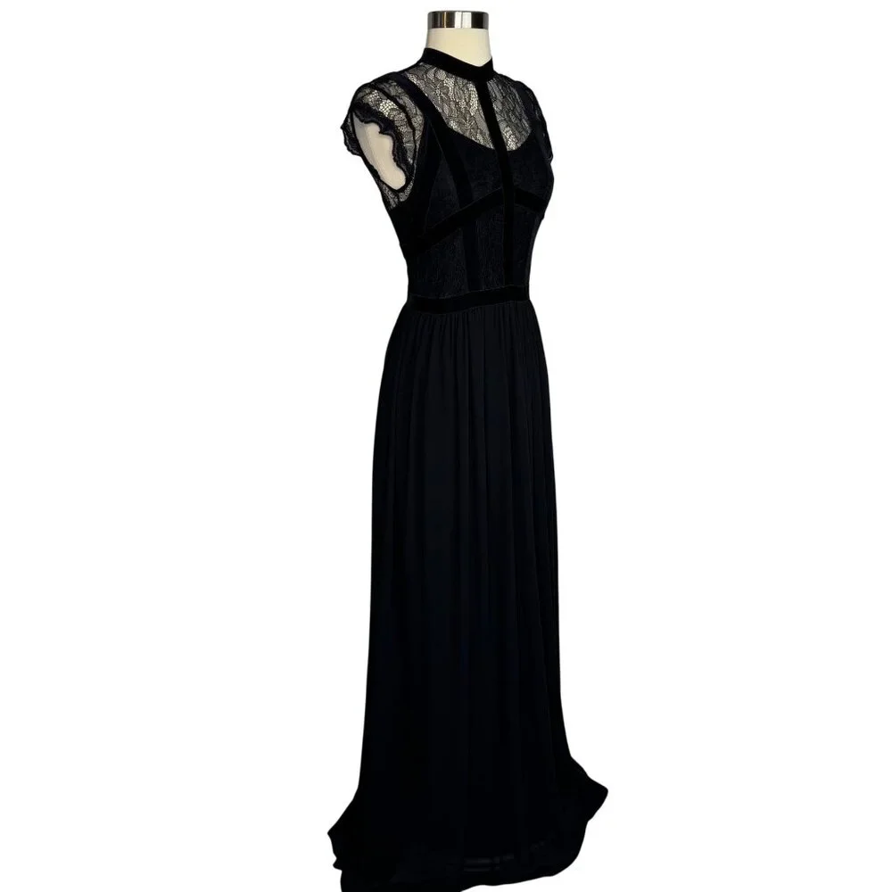 Miusol Whimsigoth Goth Dark Fairy Black Lace Maxi Dress Sz Sm - Picture 13 of 13